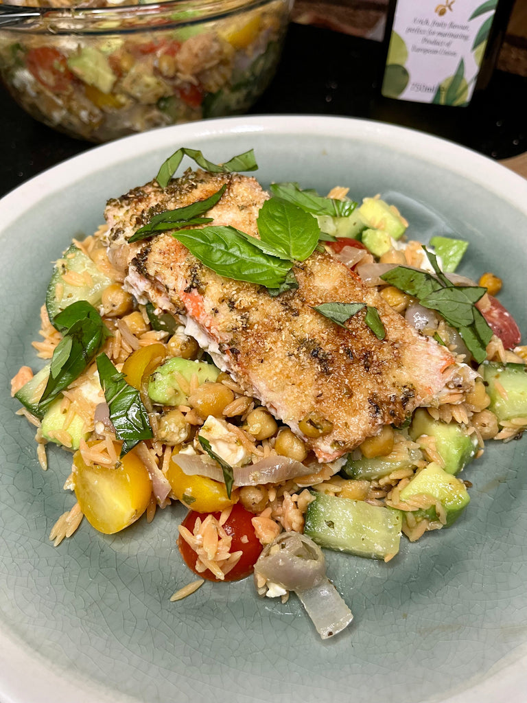 Salmon and Feta Orzo Salad