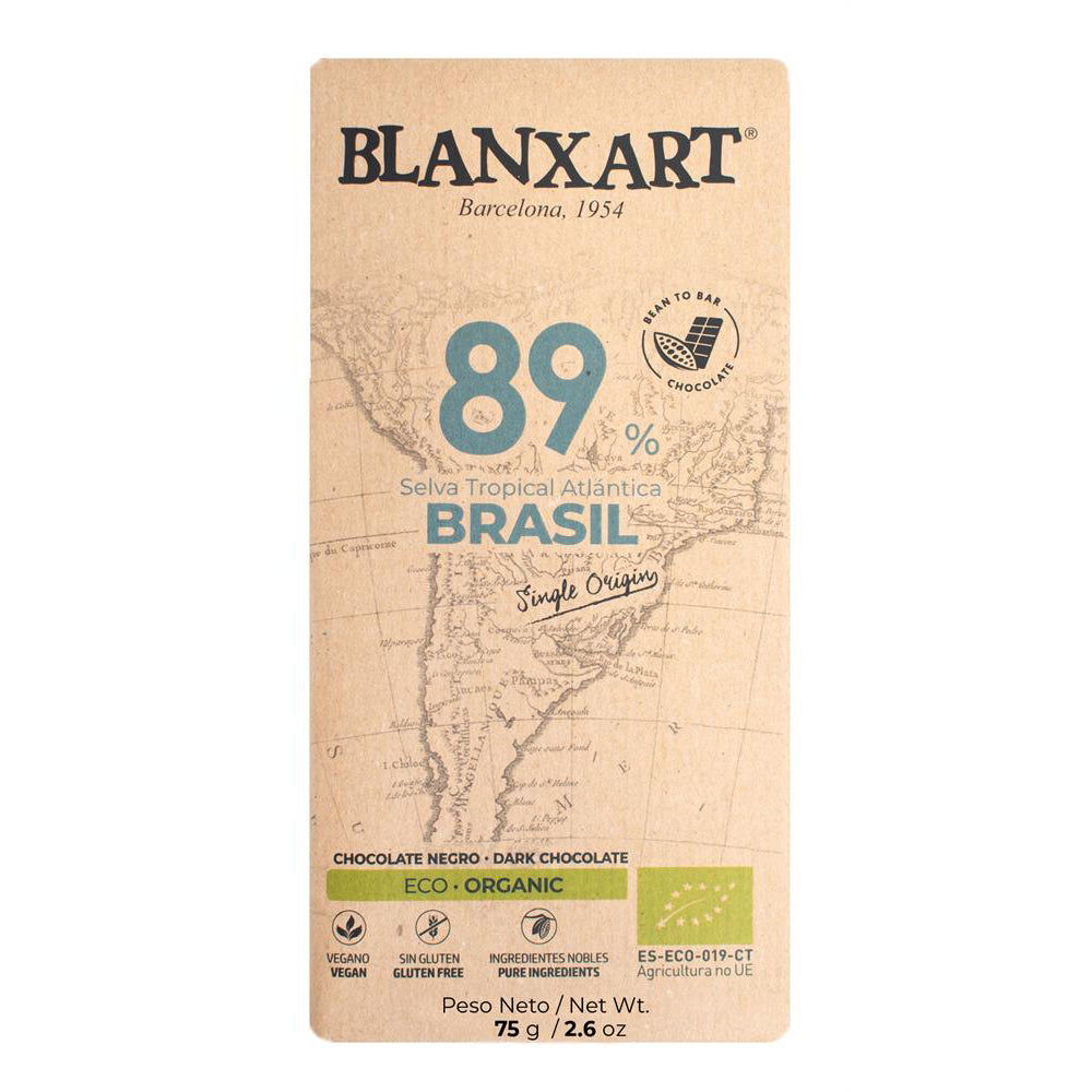 Premium Organic & Vegan 89% BRASIL Chocolate Bar 75g - Just Natural