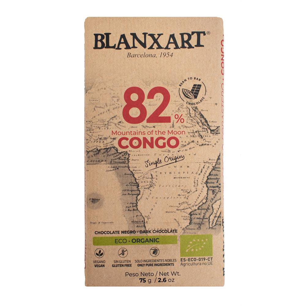 Premium Organic & Vegan 82% CONGO Chocolate Bar 75g - Just Natural