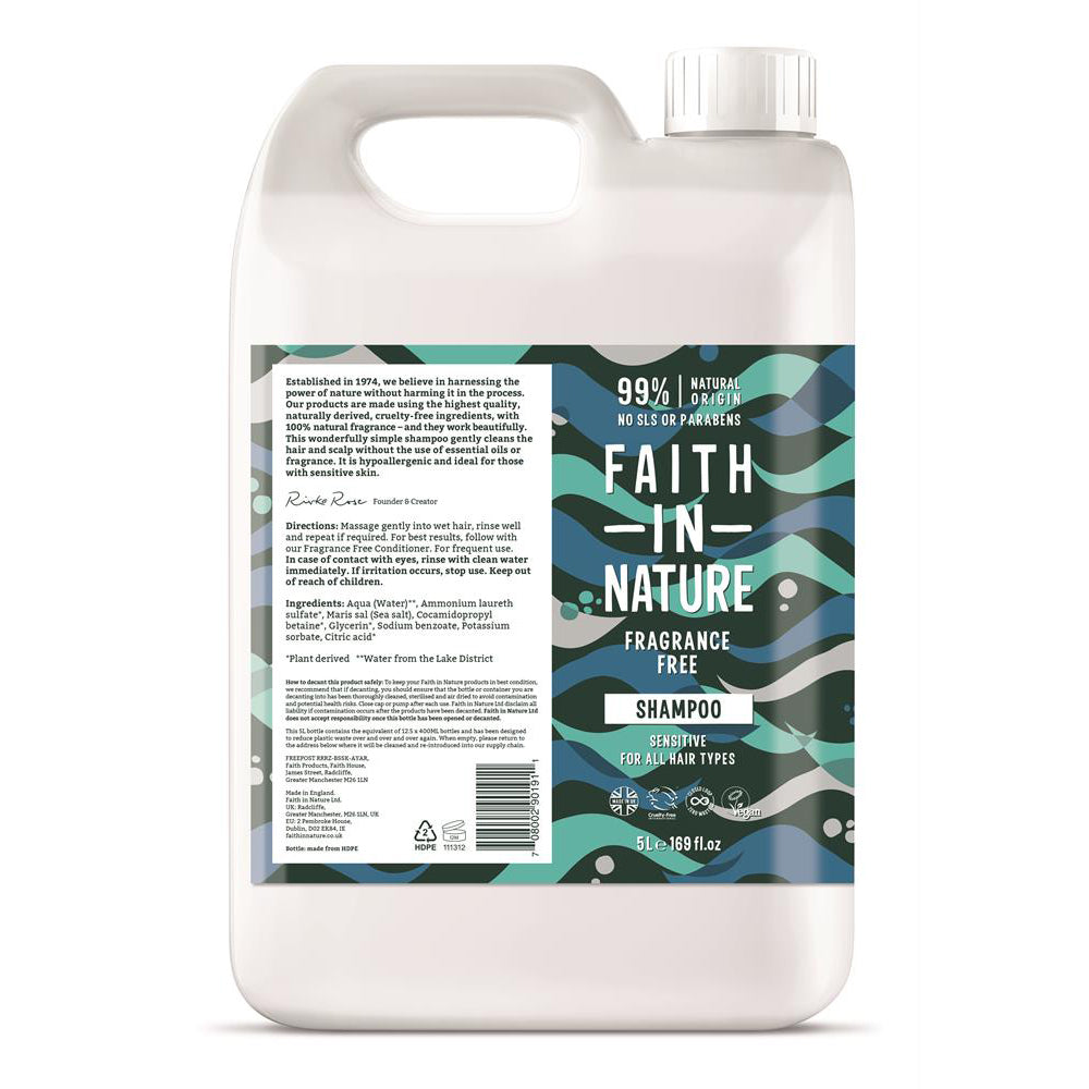 Fragrance Free Shampoo 5ltr - Just Natural
