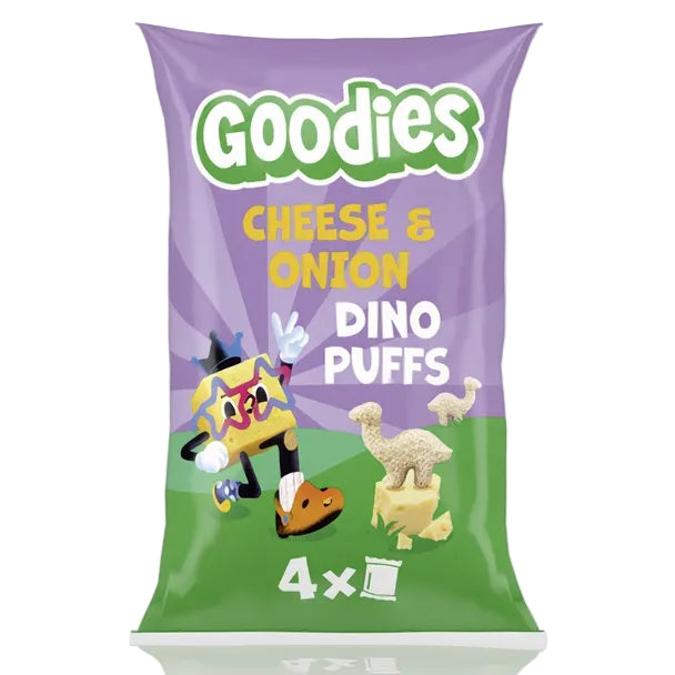 Kids Snack Dino Puffs Cheese & Onion Multipack 4x12g - Just Natural