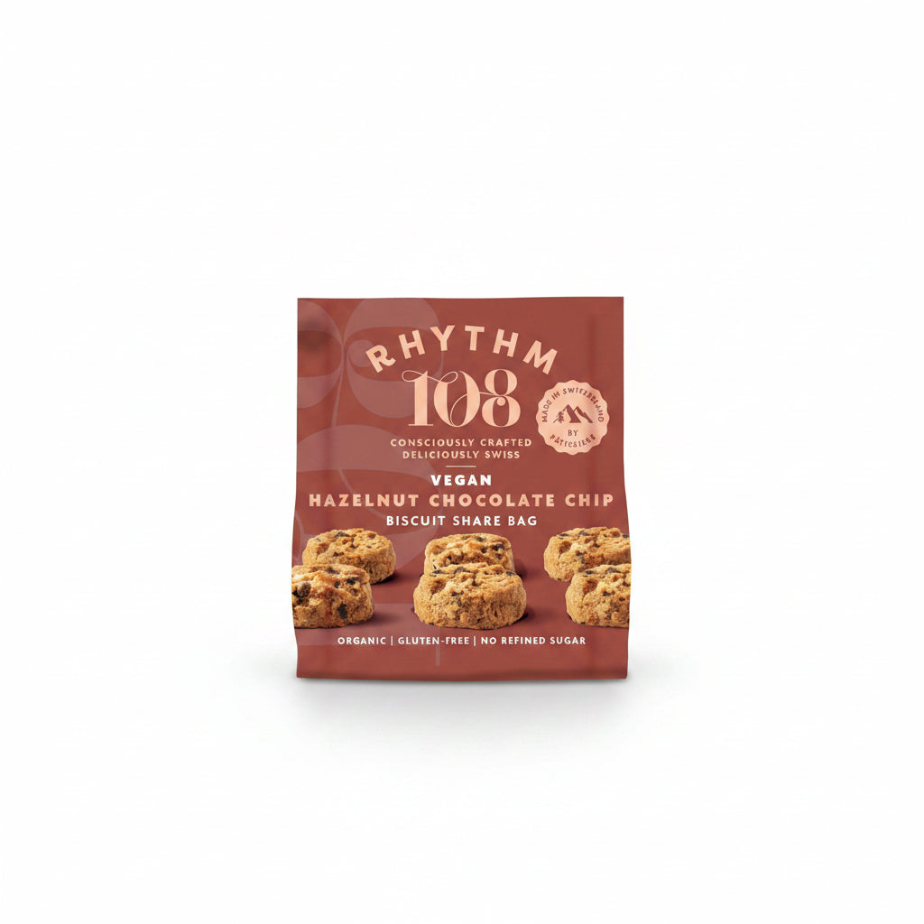 Rhythm 108 Hazelnut Choc Chip Biscuit Bag 135g