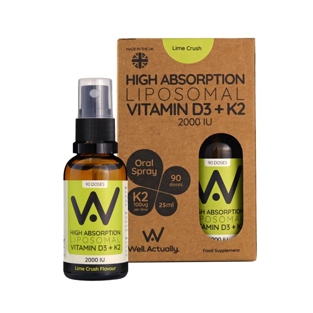 Well Actually Vit D3+K2 spray (2000IU) Lime 25ml
