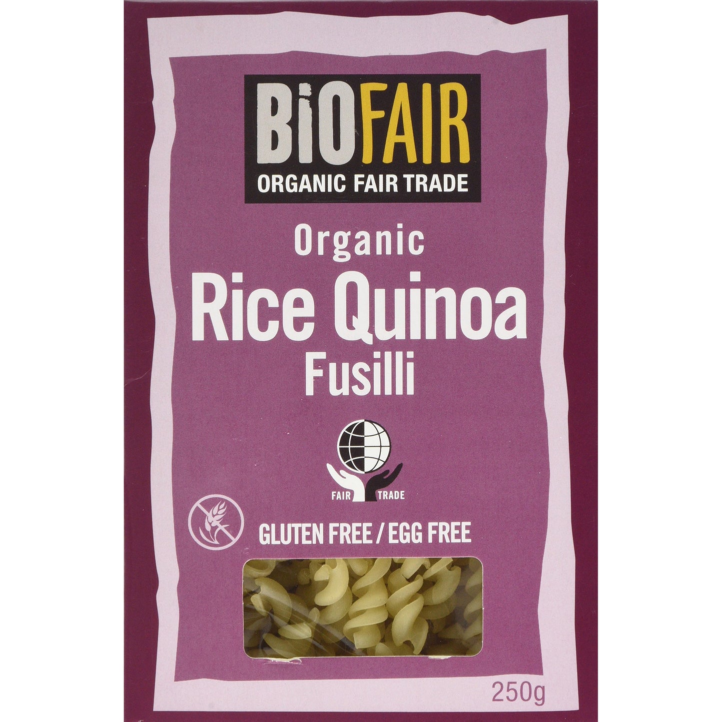 Organic Rice Quinoa Fusilli Pasta Fair Trade 250g - Just Natural