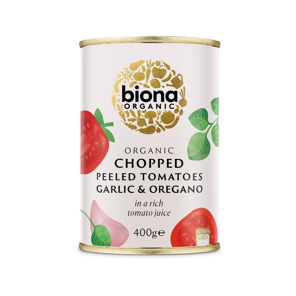 Organic Chopped Tomatoes with Garlic and Oregano 400g - Just Natural