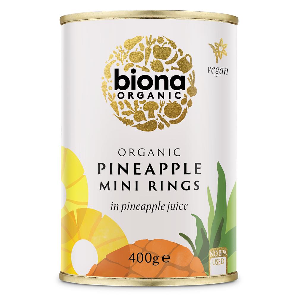 Organic Mini Pineapple Rings in Pineapple Juice 400g - Just Natural