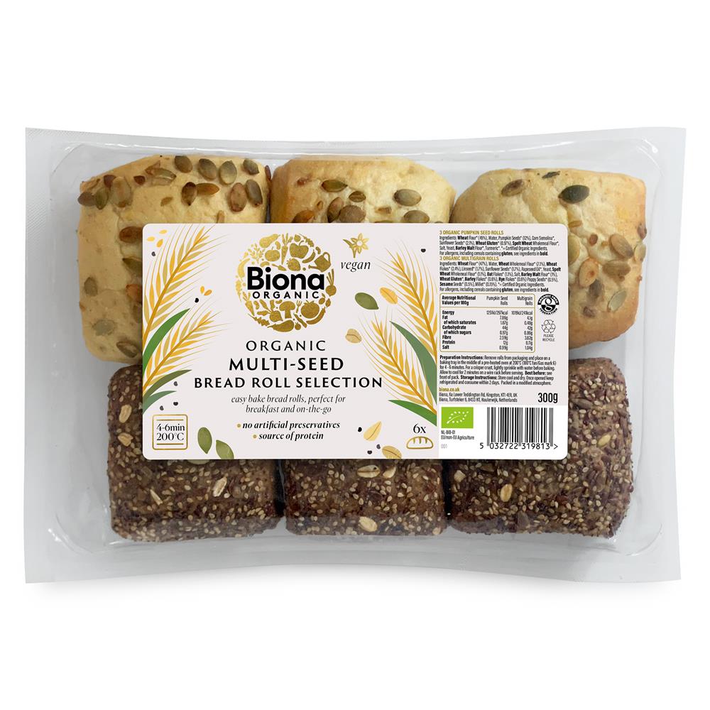 Organic Multi Seed Bread Roll Selection 300g - Just Natural