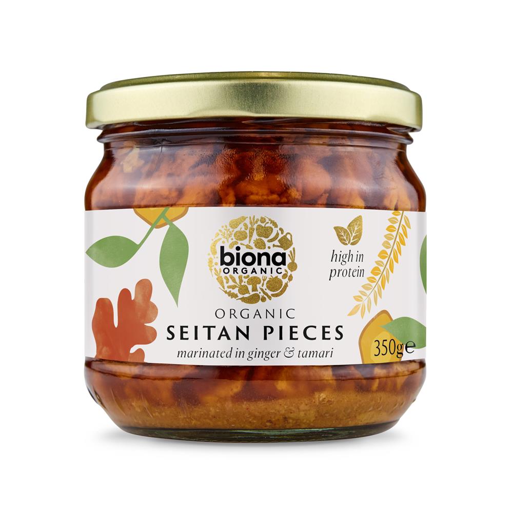 Organic Seitan Pieces marinated in ginger and soya sauce 350g - Just Natural