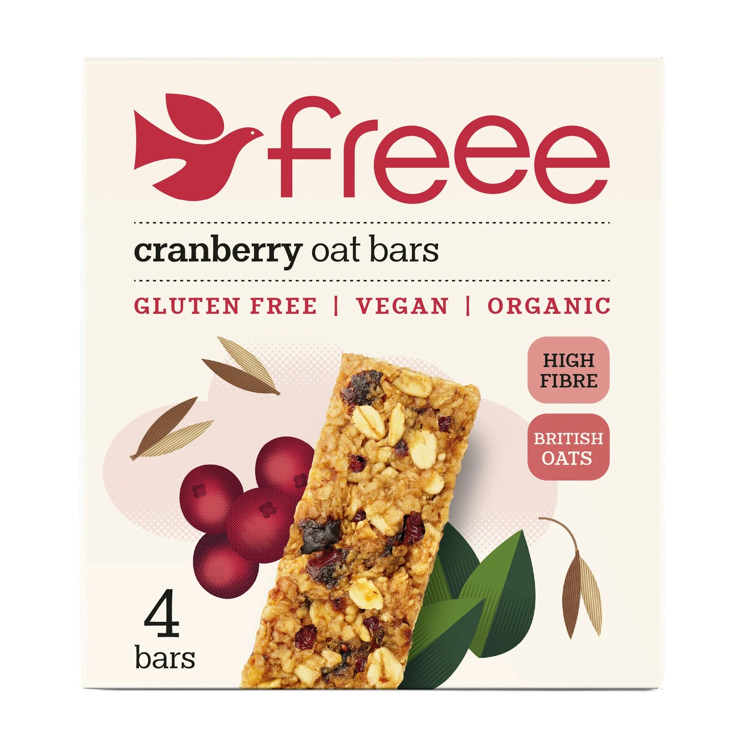 Organic Cranberries And 100% Wholegrain Oats Bars 4x35g - Just Natural