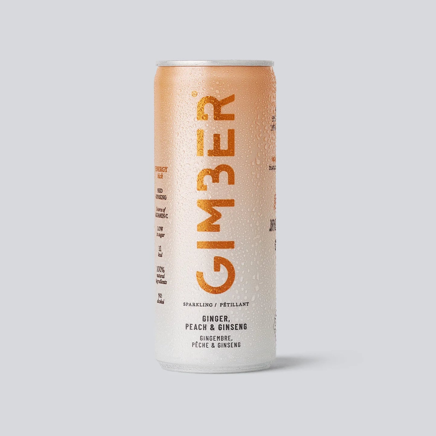 Gimber Organic Energy Ginger Sparkling RTD Can with Peach and Ginseng 250ml