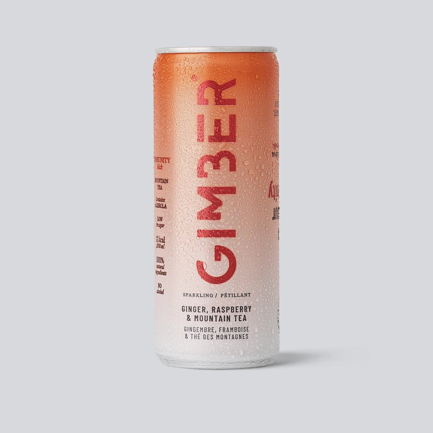 Gimber Organic Immunity Ginger Sparkling RTD Can with Raspberry and Mountain Tea 250ml