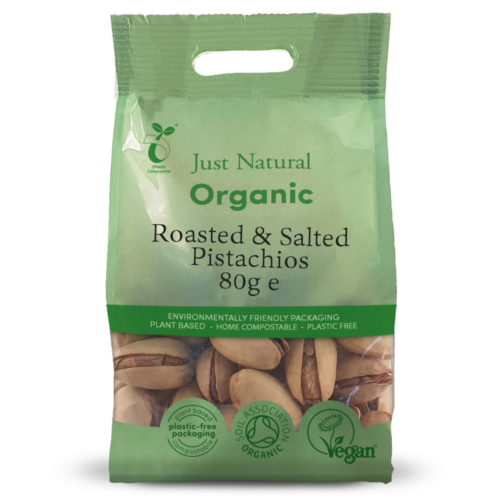 Organic Roasted and Salted Pistachios in Shell 80g - Just Natural