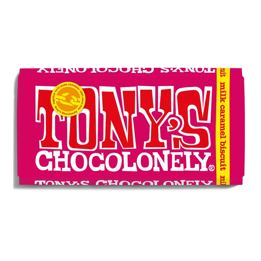 Tonys Chocolonely Milk Caramel Biscuit Chocolate Bar 180g