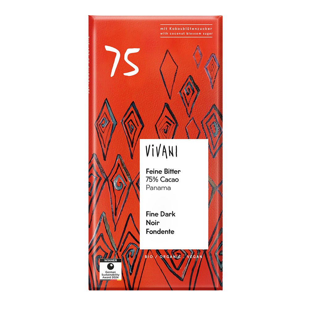 Dark 75% Chocolate Vegan Organic 80g.