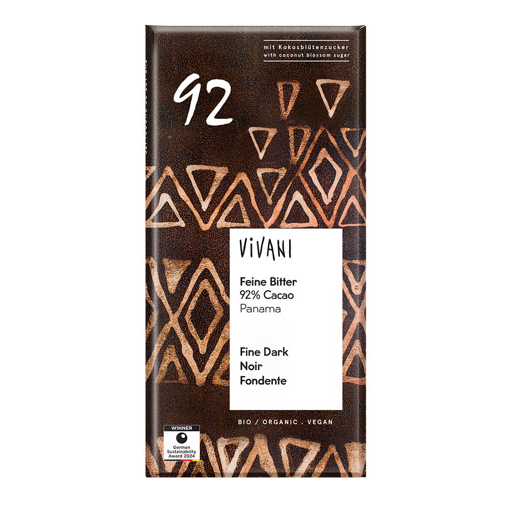Dark 92% Chocolate Vegan Organic 80g.