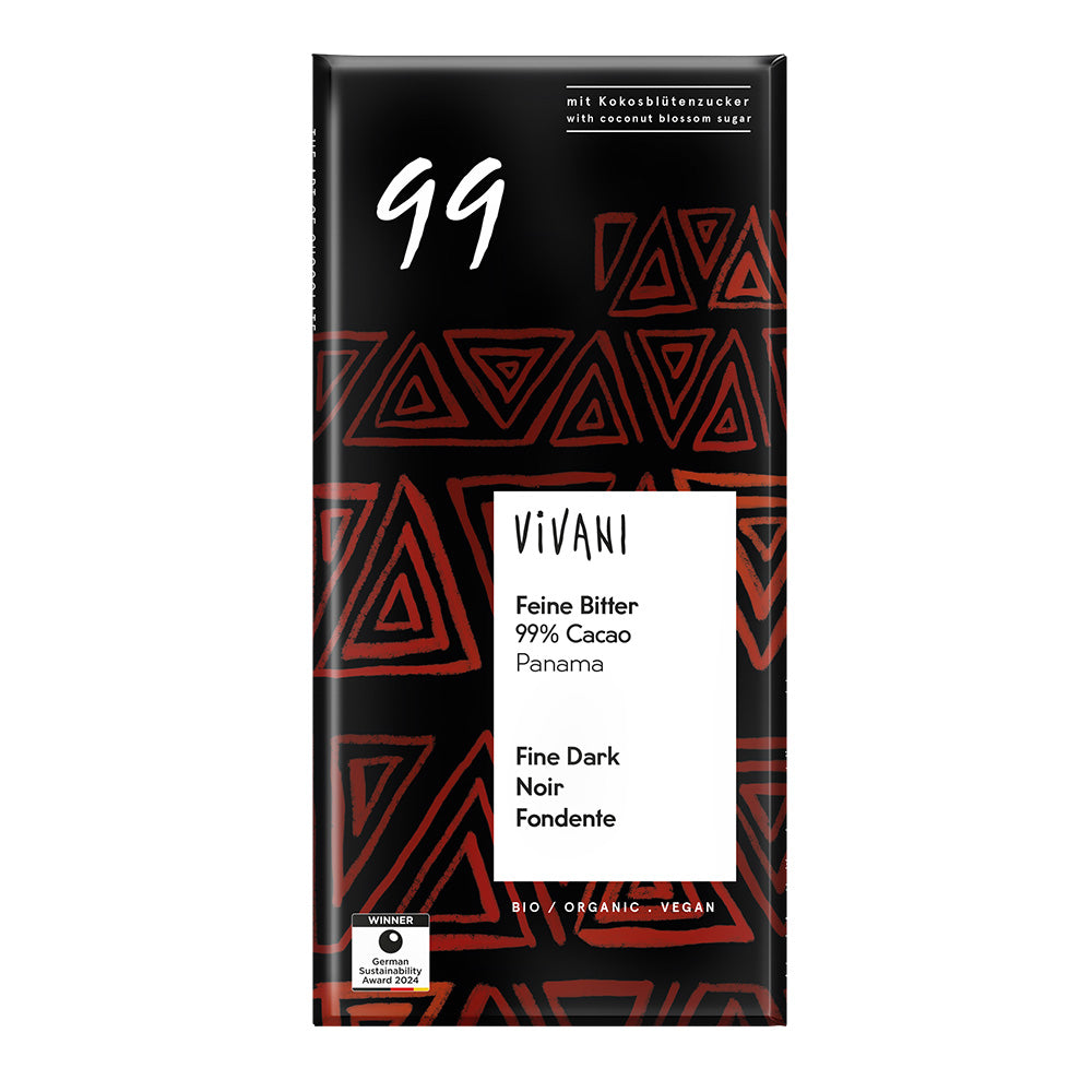 Dark 99% Chocolate Vegan Organic 80g.