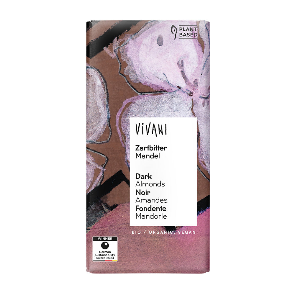 Dark Almond Chocolate 55% Vegan Organic 100g.