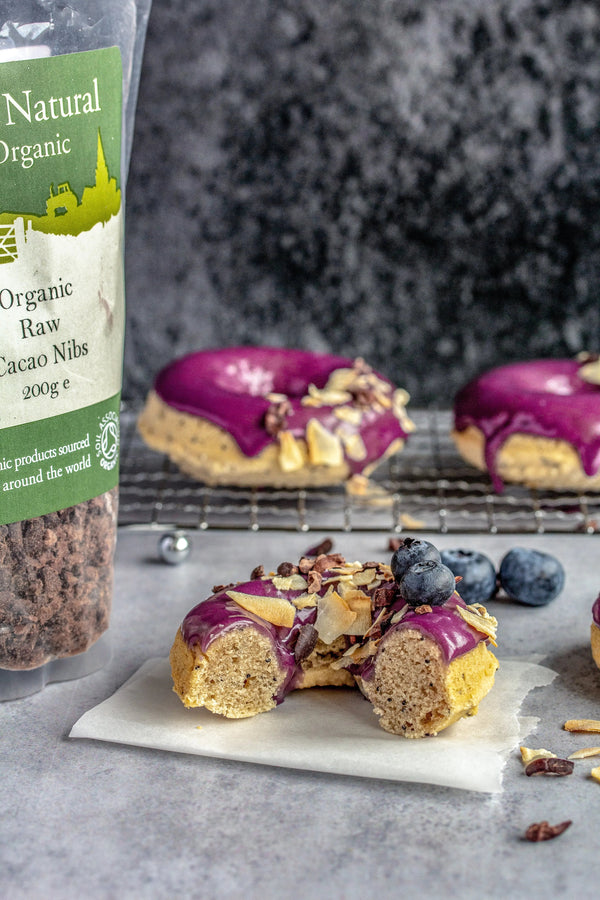 Blueberry-Glazed Baked Donuts image
