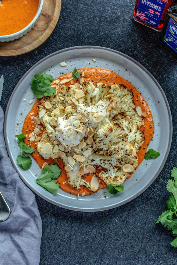 Cauliflower-Steak-with-Romesco-Sauce Just Natural