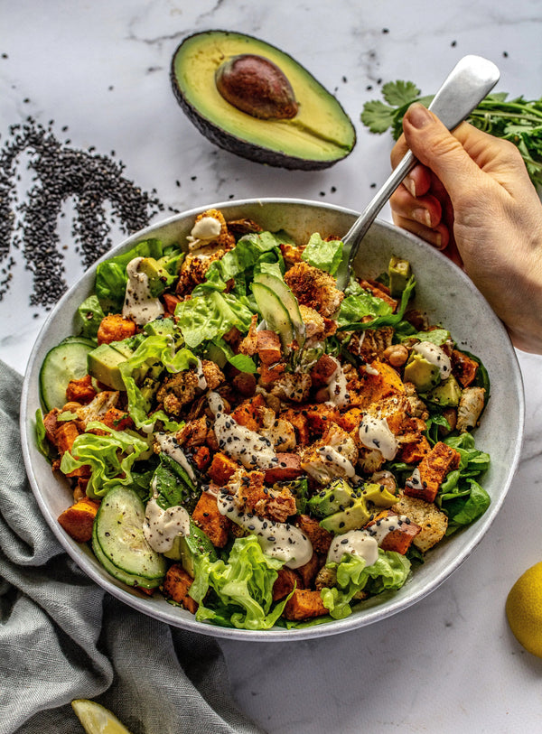 Cauliflower & Sweet Potato Chickpea Shawarma Bowls image