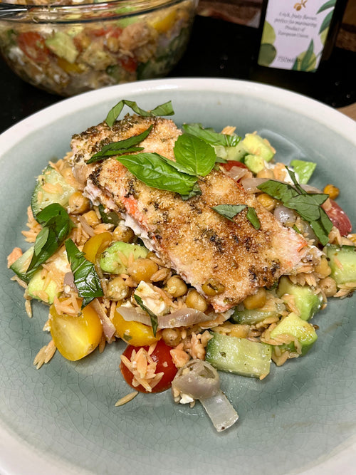 Salmon and Feta Orzo Salad