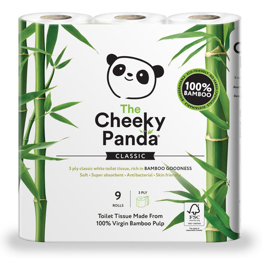 Cheeky Panda 100% Bamboo Toilet Tissue 9 Pack - Just Natural