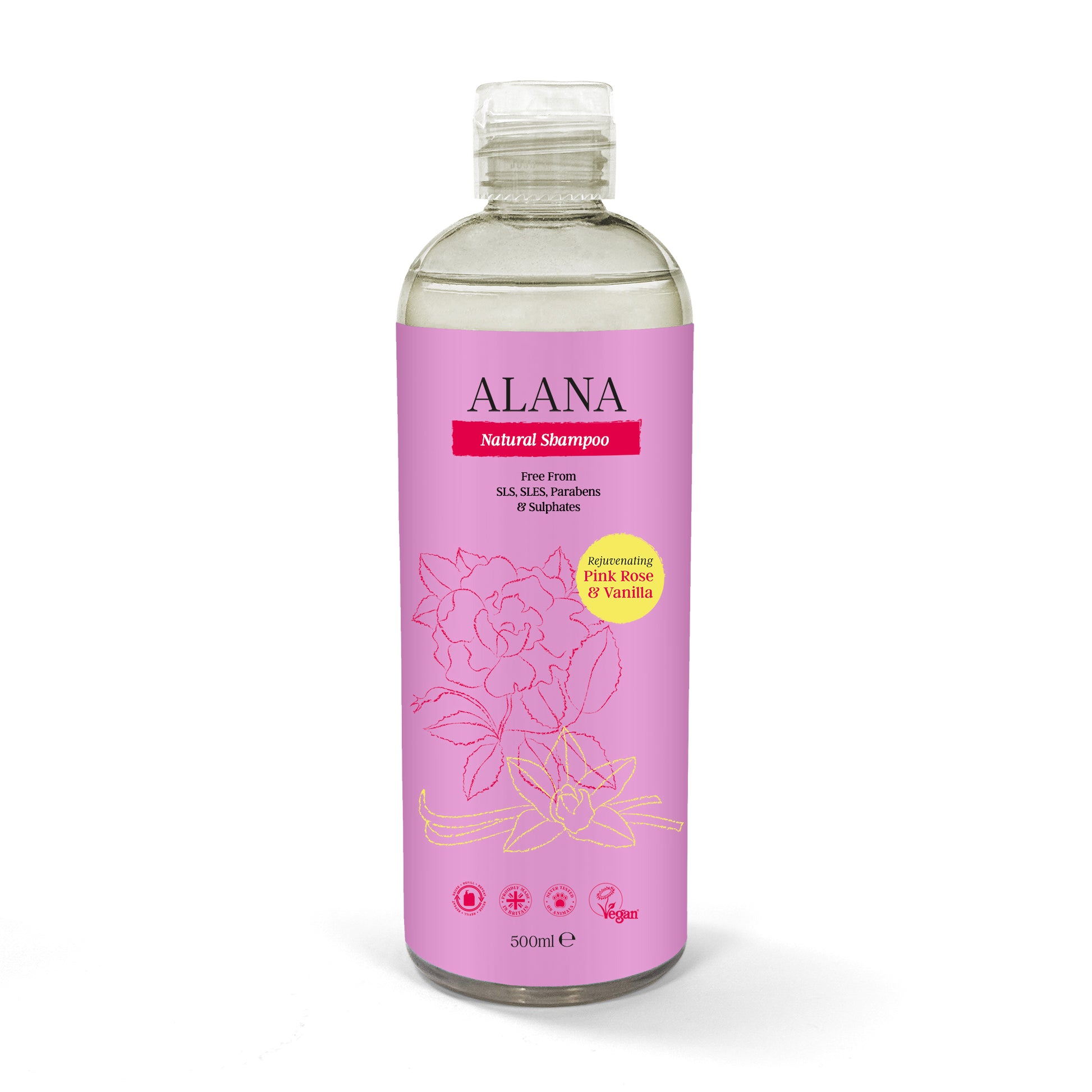 Pink Rose & Vanilla Natural Shampoo - Just Natural