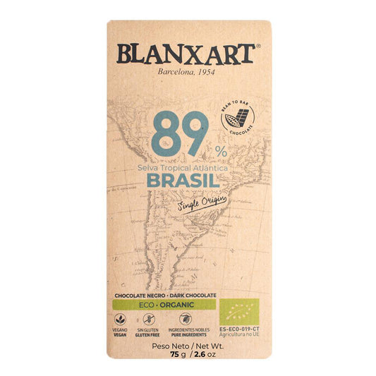 Premium Organic & Vegan 89% BRASIL Chocolate Bar 75g - Just Natural