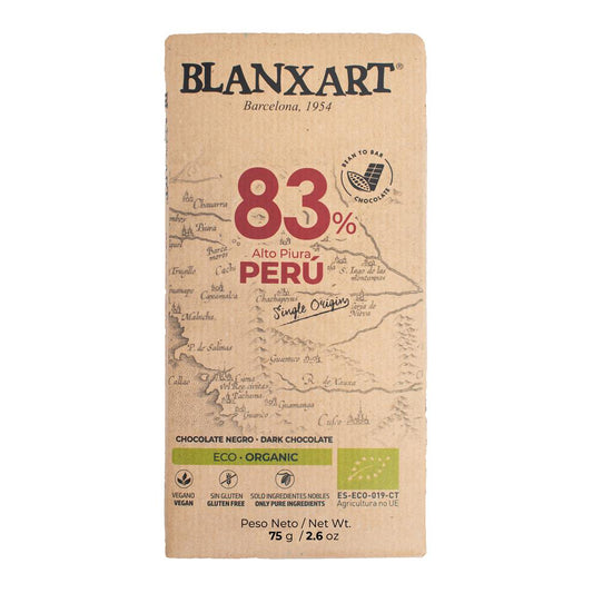 Premium Organic & Vegan 83% PERU Chocolate Bar 75g - Just Natural