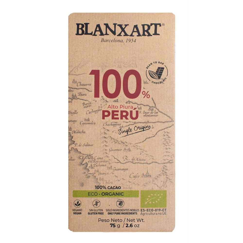 Premium Organic & Vegan 100% PERU Chocolate Bar 75g - Just Natural