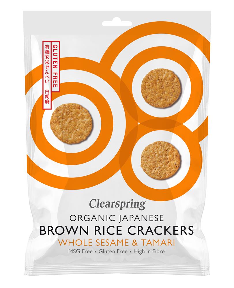 Organic Japanese Brown Rice Crackers - Whole Sesame & Tamari