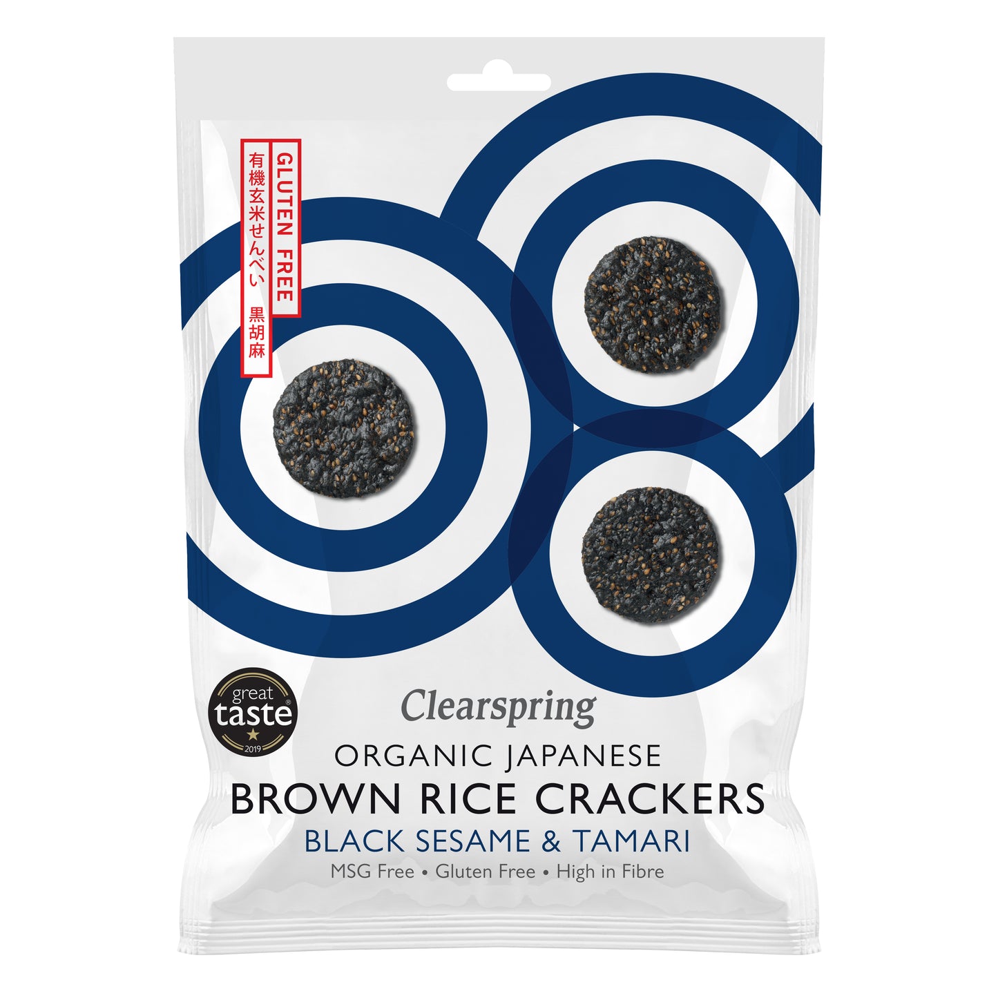 Organic Japanese Brown Rice Crackers - Black Sesame & Tamari 40g