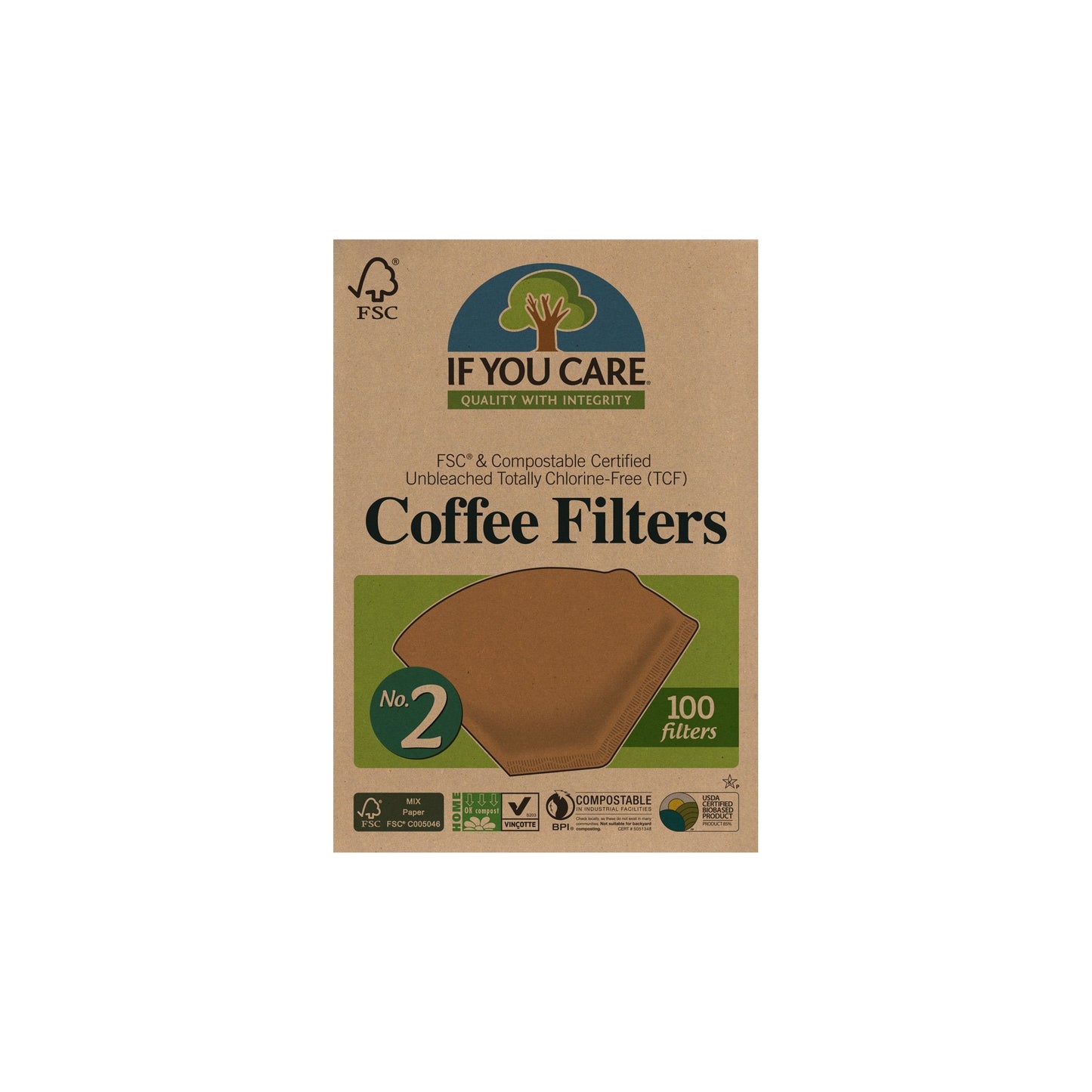 If You Care Coffee filters No. 2 small unbleached 100 filters - Just Natural
