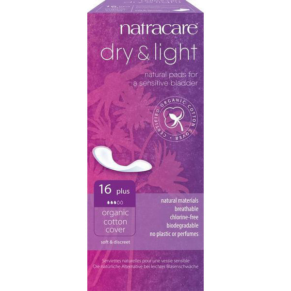 Natracare Dry & Light Incontinence Pads Plus x 16 - Just Natural