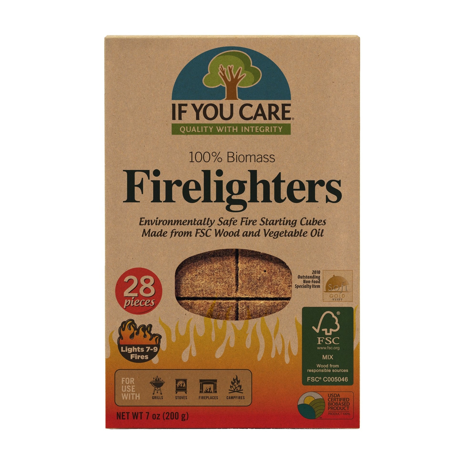If You Care Firelighters. Non toxic Wood and Vegetable 28 pieces - Just Natural