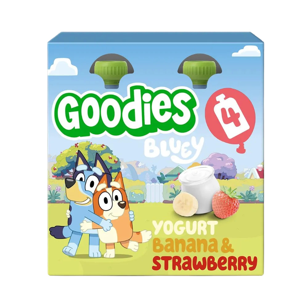 Bluey Kids Yoghurt Banana & Strawberry Pouch 4x100g - Just Natural