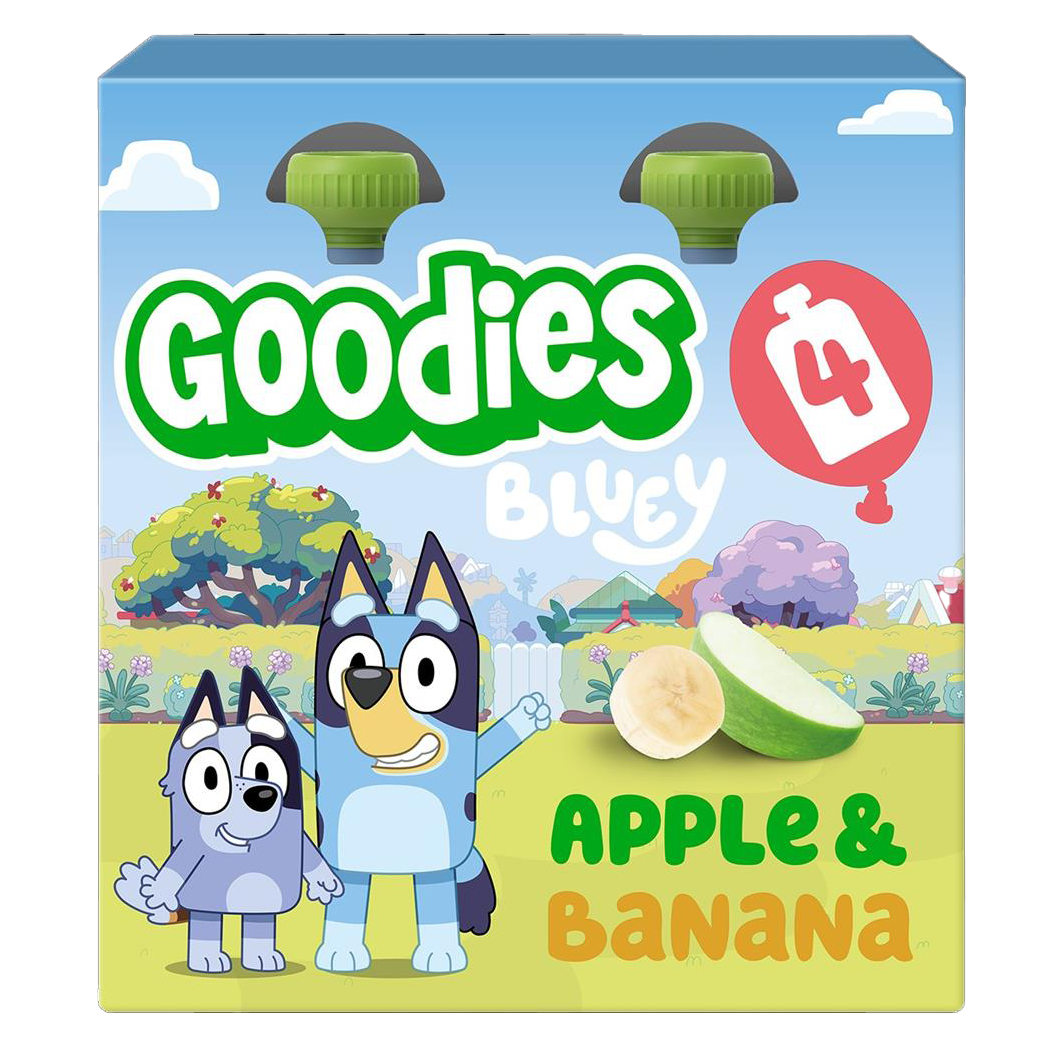 Goodies Bluey Kids Apple & Banana Fruit Pouches M/P 4x100g - Just Natural