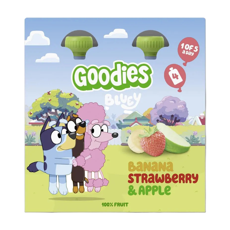 Bluey Kids Banana Strawberry & Apple Pouches 4x100g - Just Natural