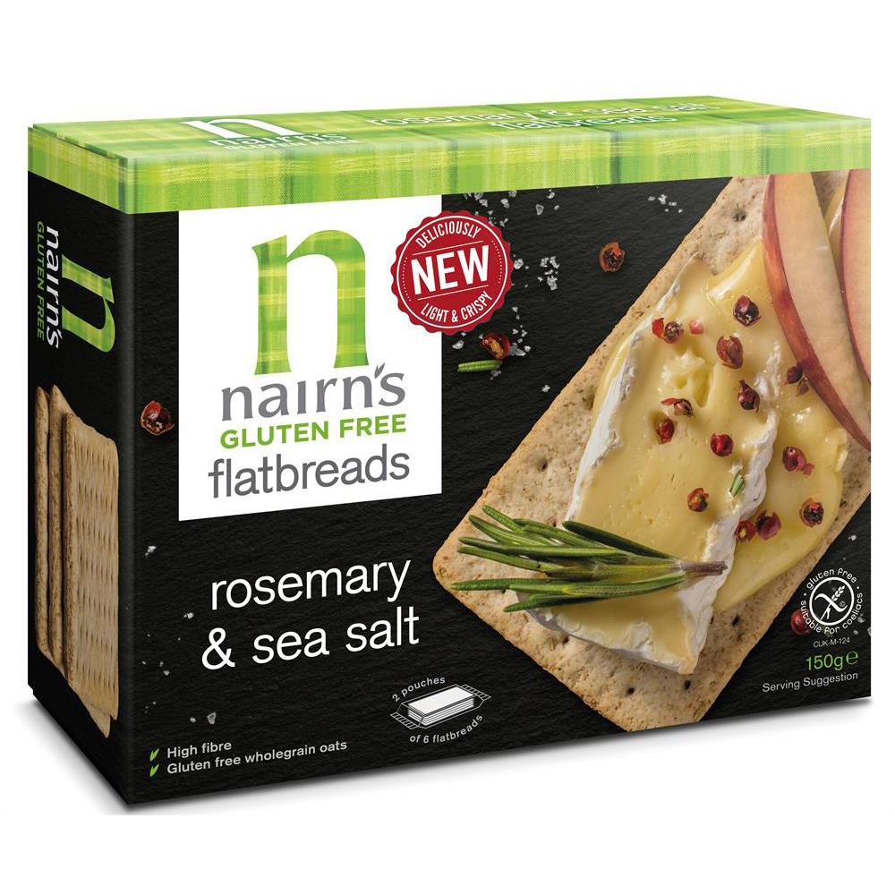 Nairns Gluten Free Flat Bread Rosemary & Sea Salt 150g - Just Natural