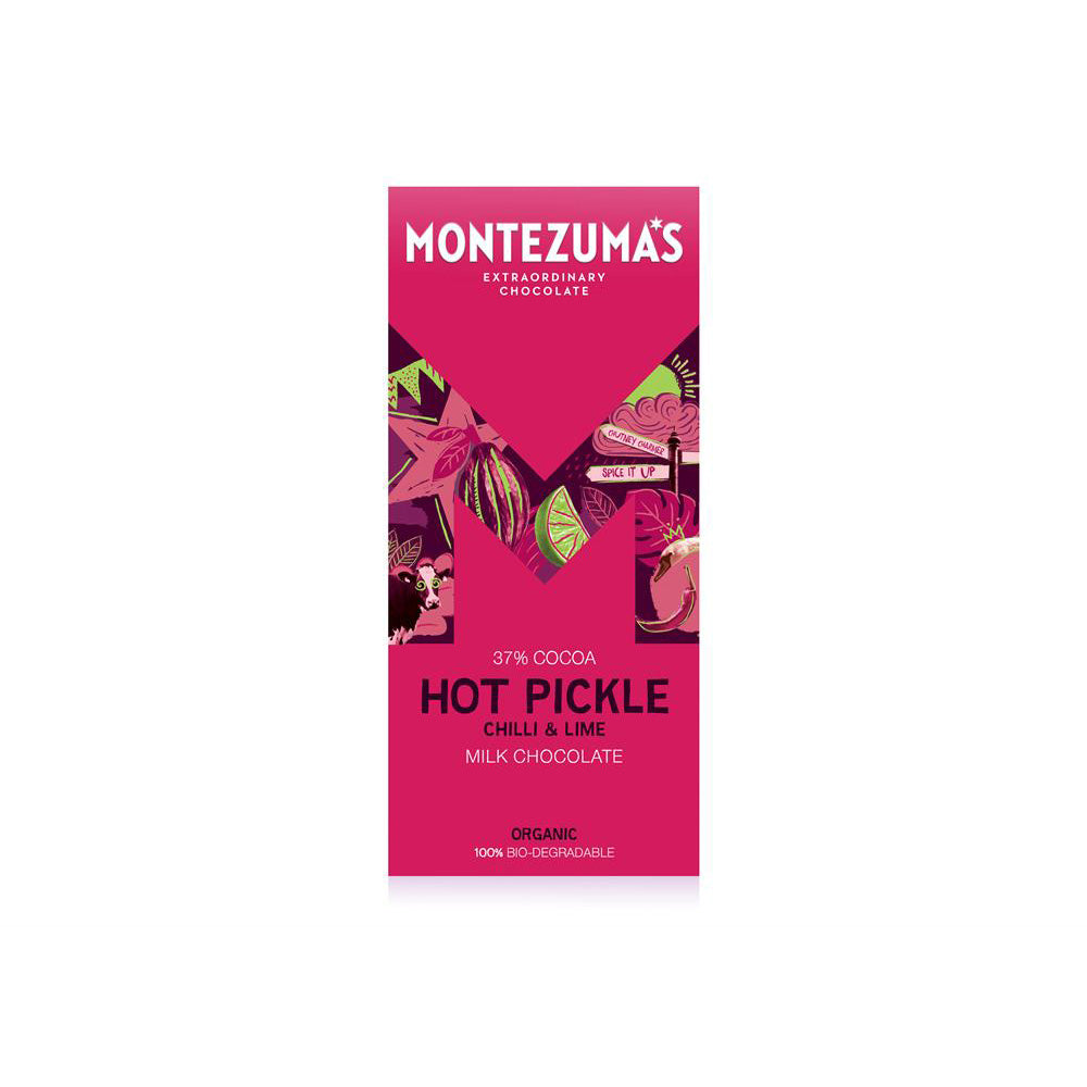 Montezumas Hot Pickle Organic Milk with Lime & Chilli 90g Bar - Just Natural