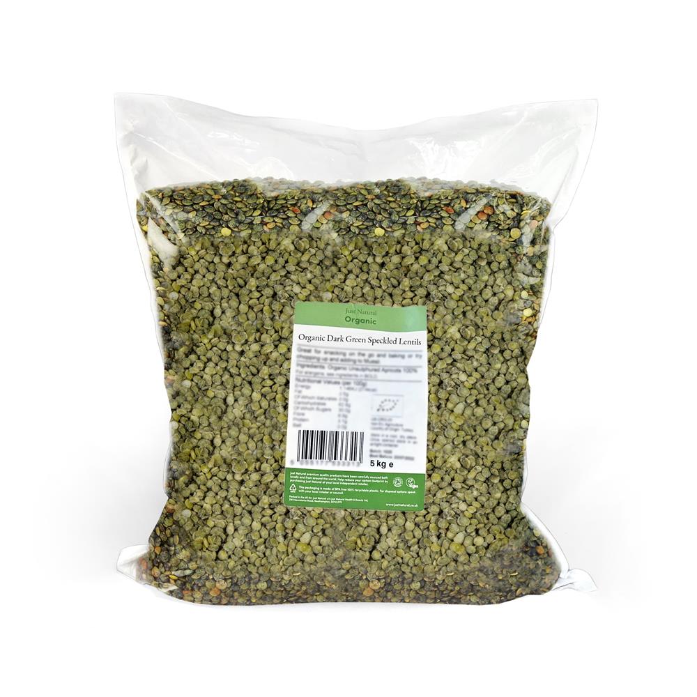 Organic Dark Green Speckled (Puy) Lentils 5Kg Just Natural