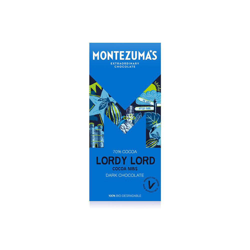 Montezumas Lordy Lord - Dark Chocolate with Cocoa Nibs - 90g Bar - Just Natural