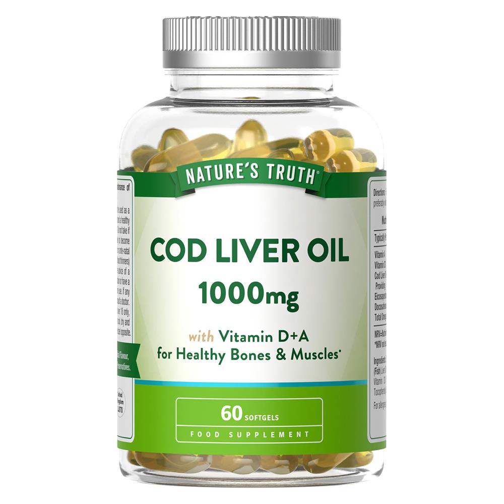 Nature's Truth Cod Liver Oil 1000mg Vit D+ 60softgels