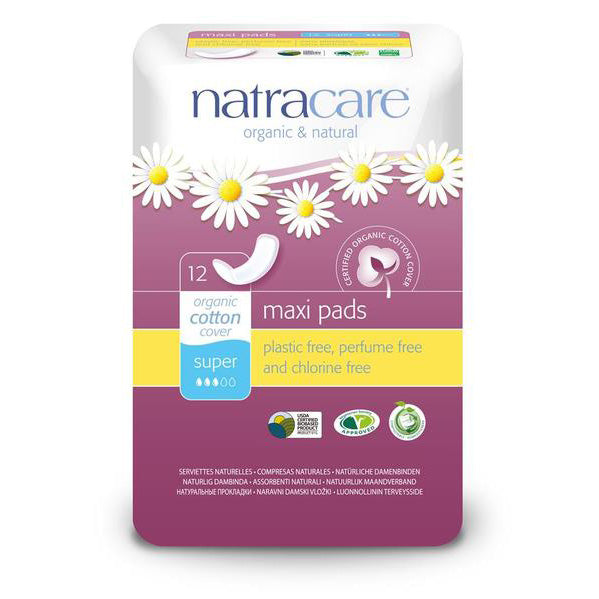 Natracare Natural Maxi Pads Super 12's - Just Natural