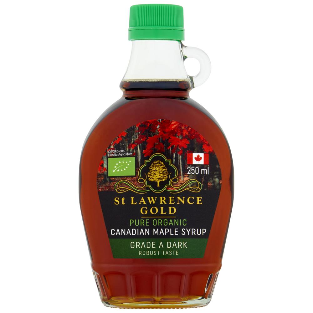 St Lawrence Gold Org Grade A Dark Colour, Robust Taste Maple 250ml - Just Natural