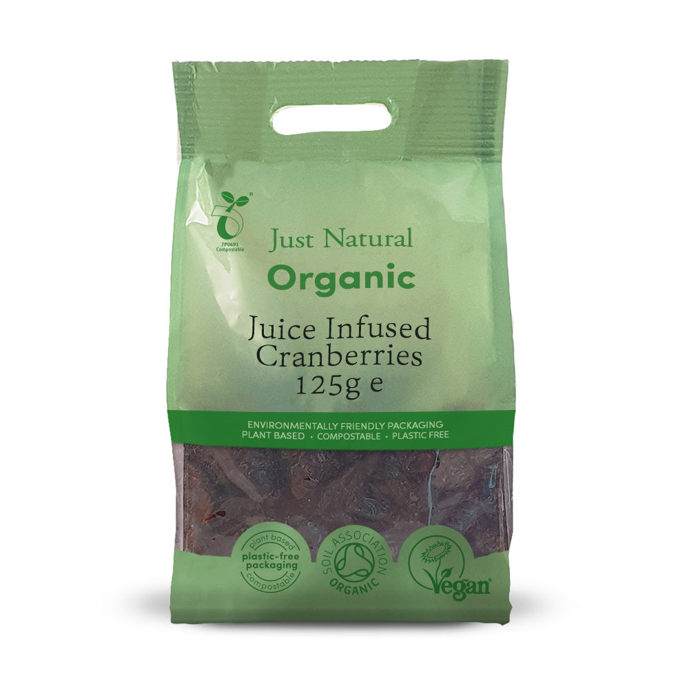 Just Natural Organic Juice Infused Cranberries 125g - Just Natural