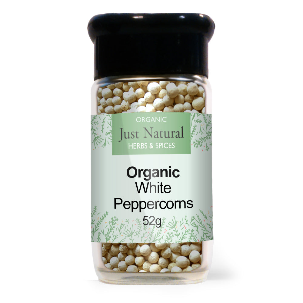 Just Natural Peppercorns White (Glass Jar) 52g - Just Natural