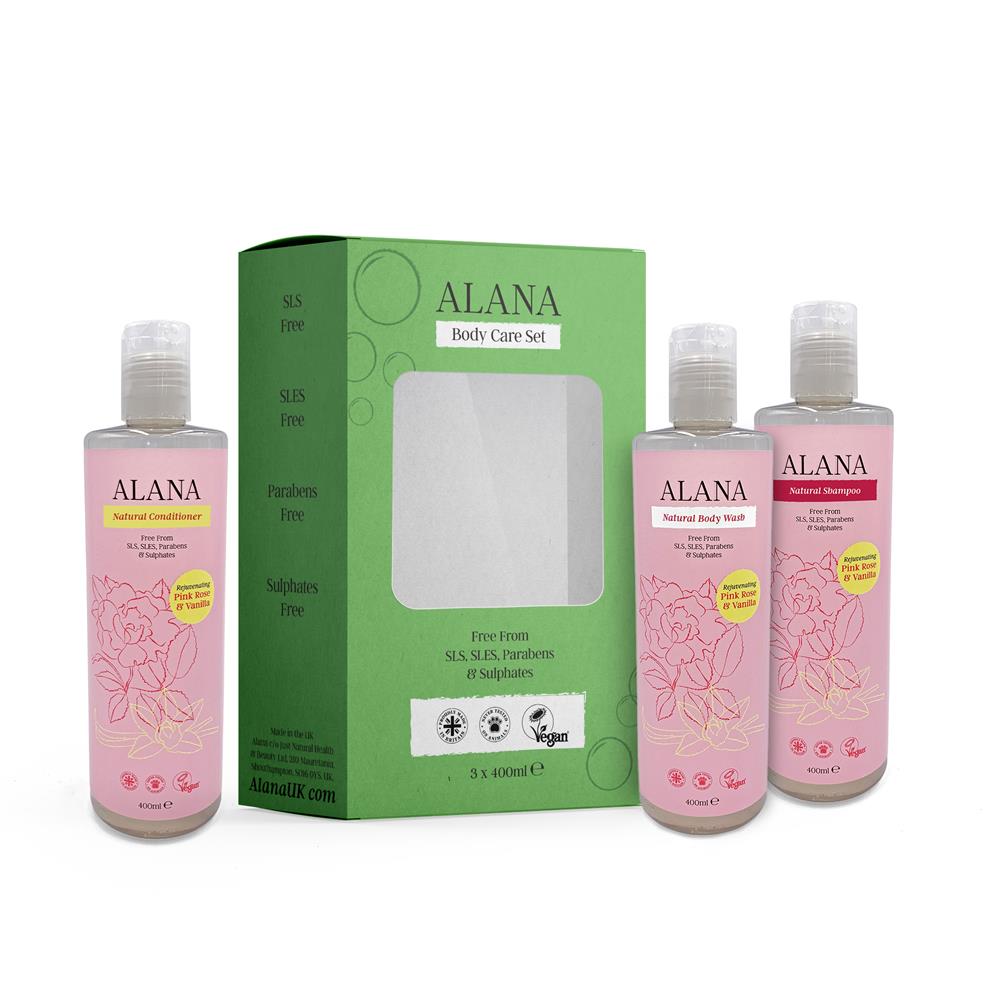 Alana Pink Rose & Vanilla Body Care Set (3x400ml) - Just Natural