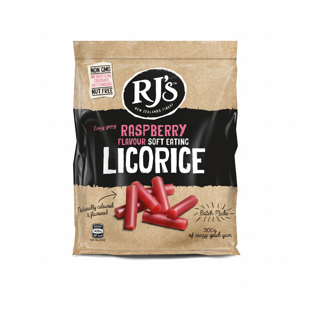 Natural Soft Eating Raspberry Licorice 300g - Just Natural