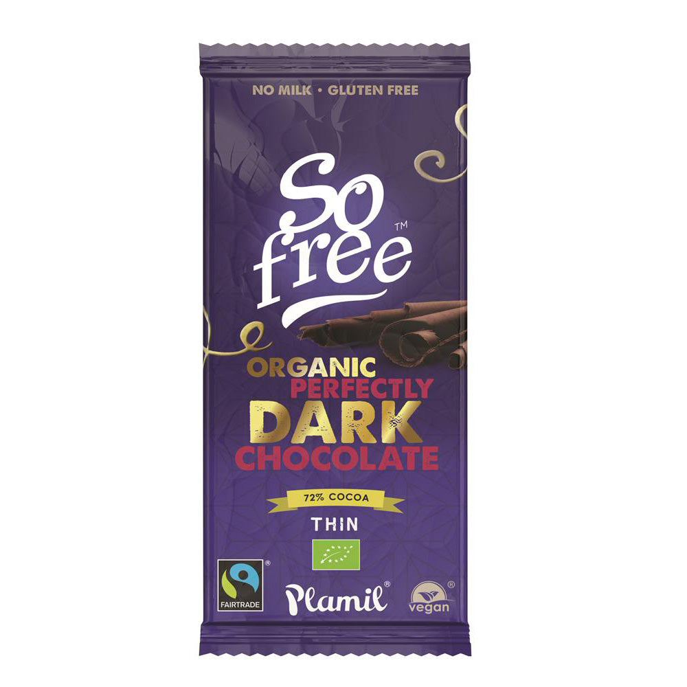 Plamil So Free Organic Perfectly Dark Chocolate 72% Cocoa 80g - Just Natural